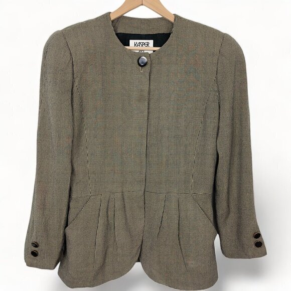 Kasper for ASL Vintage 80's Large Shoulder Pads Hidden Buttons Blazer (14) - Picture 5 of 14